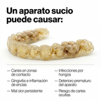 Riesgos de no limpiar bien el retenedor o alineador: caries, gingivitis, mal olor y deterioro del aparato
